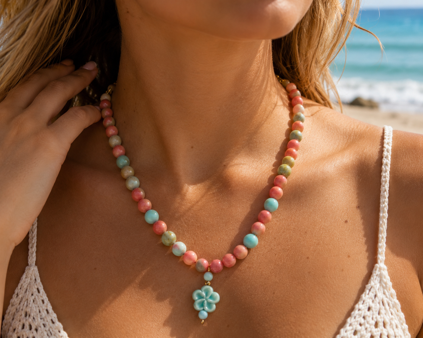 Seafoam Blossom necklace