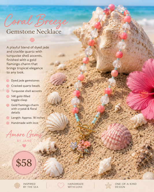 Coral Breeze Gemstone Necklace