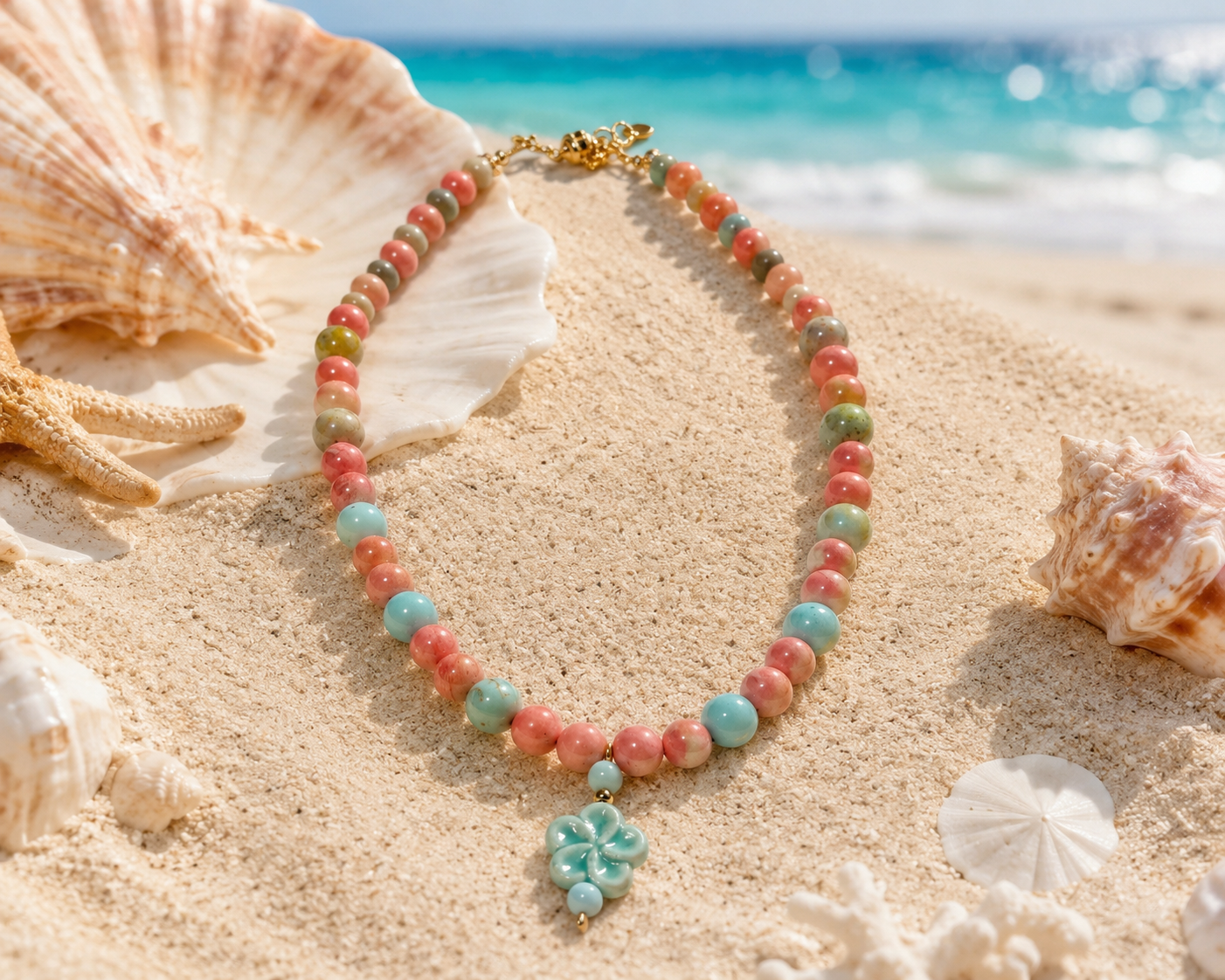 Seafoam Blossom necklace